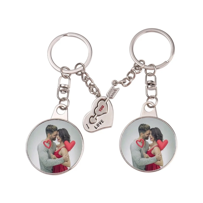 Round Heart Blank Thermal Transfer Couples Keychain Accessories Sublimation Blank Keychain Bag Ornaments Gifts Y08E