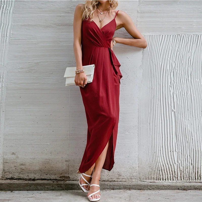 

YQ1-2026Spring and Summer Women's Clothing New Fashion Solid Color Strap Dress for Women