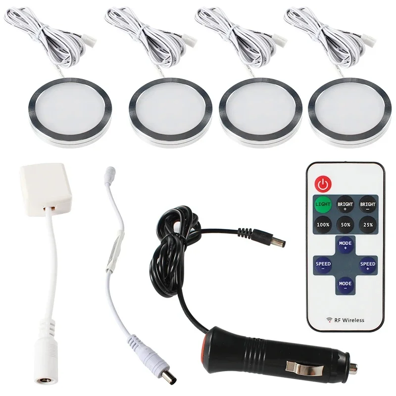 Caravan Accessories RV LED Cabinet Light Warm White 8 Pcs/Set Recessed Puck Lights