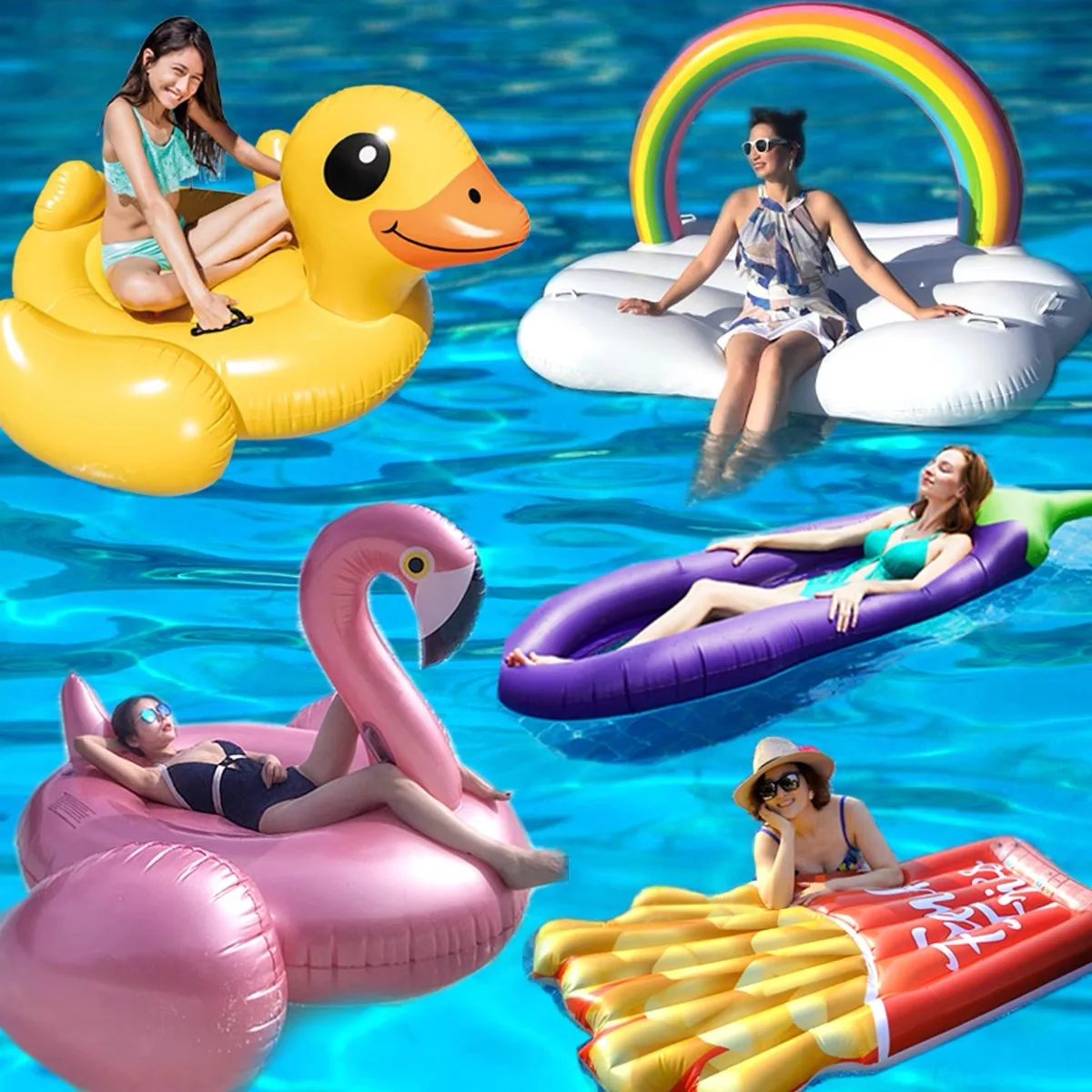 

Oversized Inflatable Adult Pool Mattresses Flamingo Donuts Multiplayer Ride-on Water Beach Party Floating Bed Baby Swimming Ring