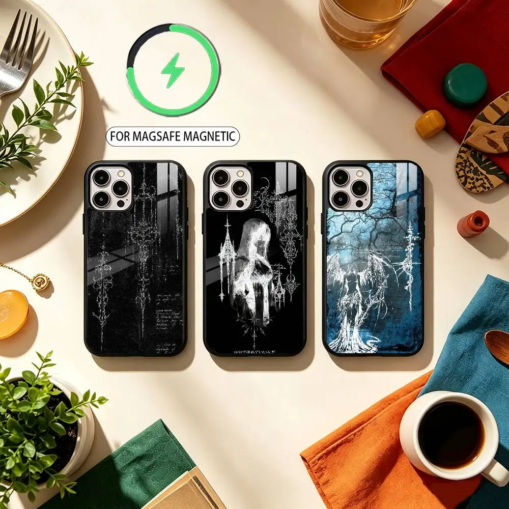 Gothic Cyber Sigil Cross Magnetic For Magsafe Wireless Charging Phone Case For iPhone17,16,15,14,13,12,11 Plus,Pro Max