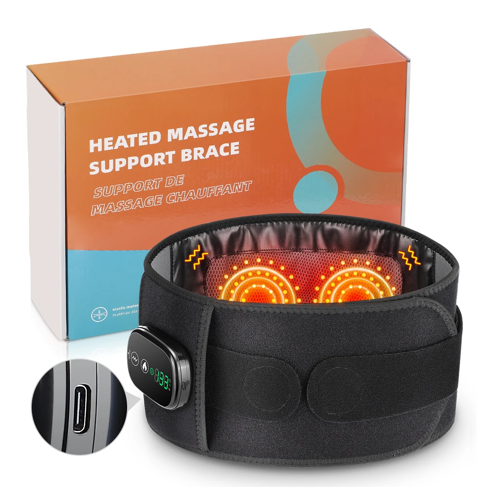 

Rechargeable Heated Waist Massage Belt with Elastic Red Light Therapy Muscle Relaxation Support Brace for Fatigue Relief