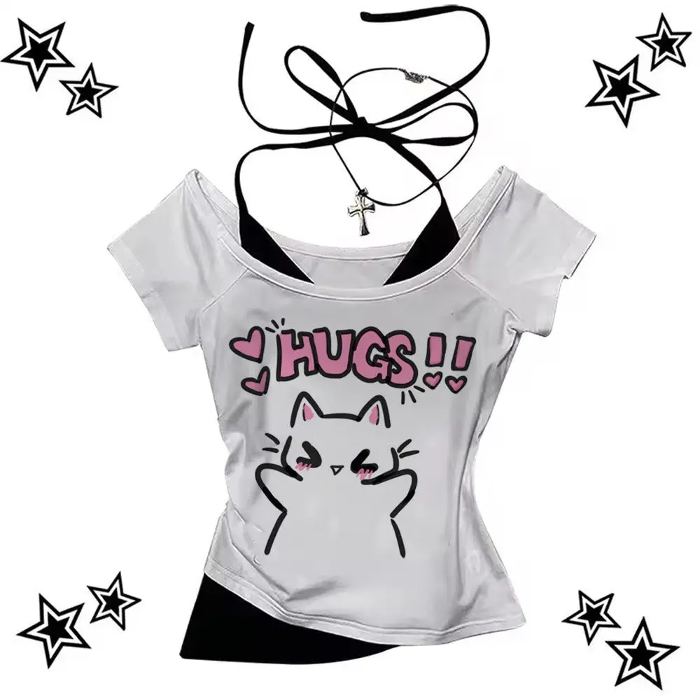 

Y2k Baby Tee crop top 2000s coquette shoujo girl style 2025 Slim Fit Cute Streetwear cute gyaru teens tees