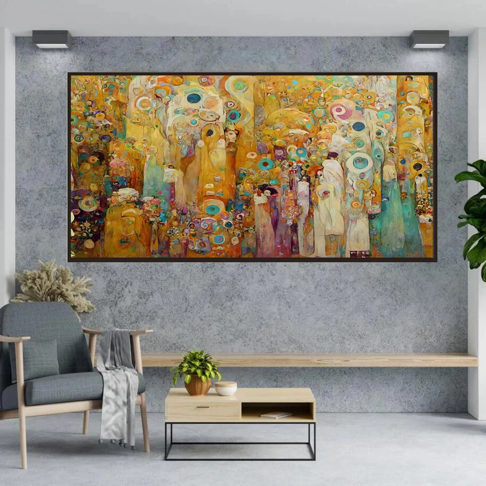 Abstract style of Gustav Klimt Diamond Painting Golden Art Cross Stitch Kits Lotus Full Diamond Mosaic For Home Decor