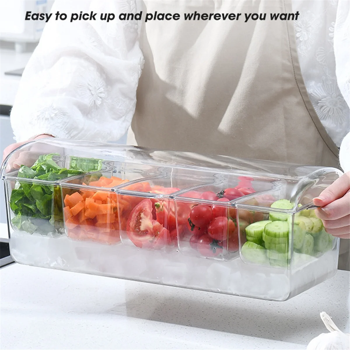 

Versatile Ice Chilled Condiment Tray with 5 Containers