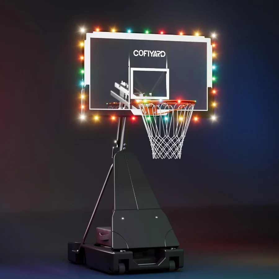 طوق كرة السلة في الهواء الطلق مع لوحة خلفية مقاومة للكسر مقاس 44/54 بوصة للممر السكني أو ساحة ارتفاع قابل للتعديل من 5.25 إلى