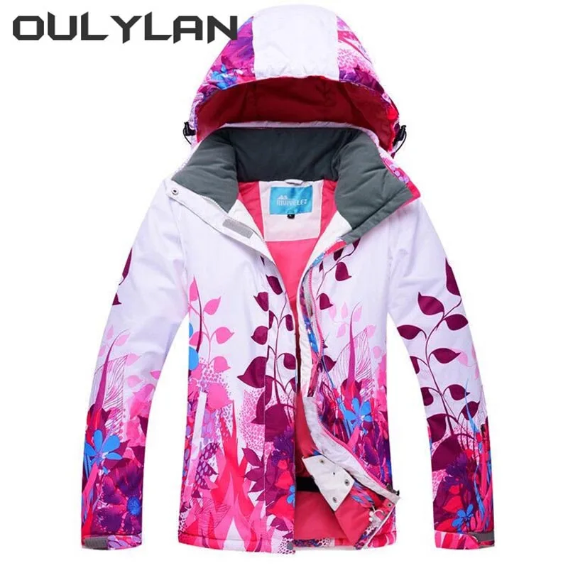 

New Outdoor Winter Sports Ski Jacket Women Thickened Hooded Loose Snowboarding Top Windproof Snow Jacket -30℃ Warm