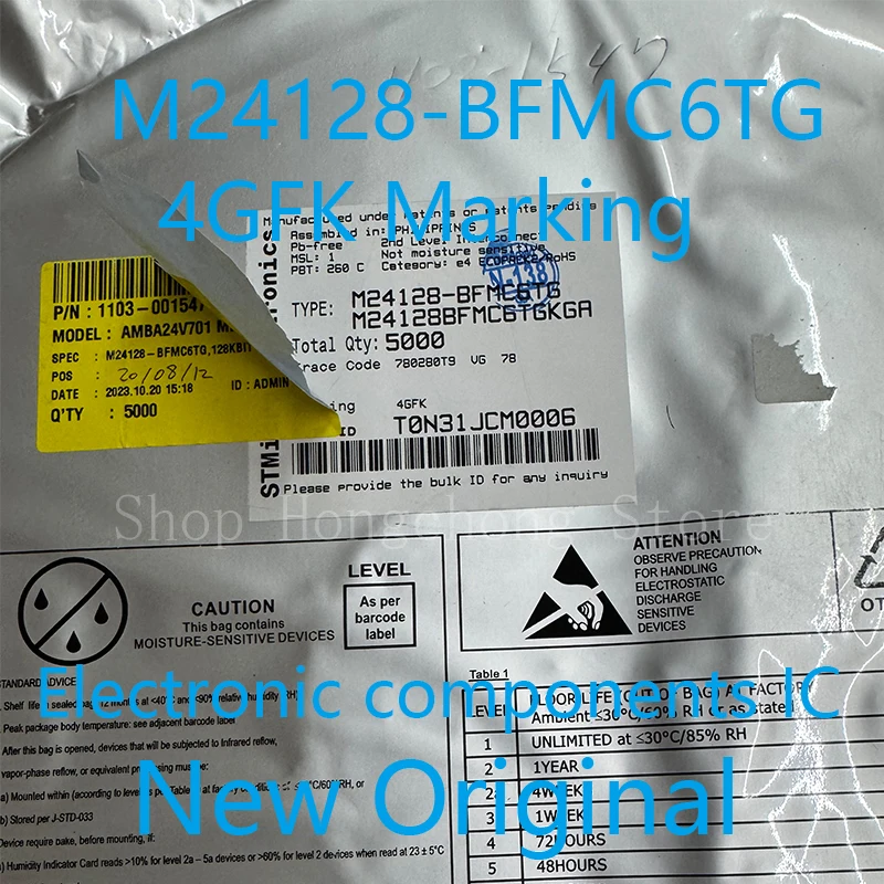 M24128-BFMC6TG M24128-BFMC M24128 4GFK MARKING EEPROM Serial-I2C 128K-bit 16K x 8 1.8V/2.5V/3.3V/5V UFDFPN-8 New Original 10pcs