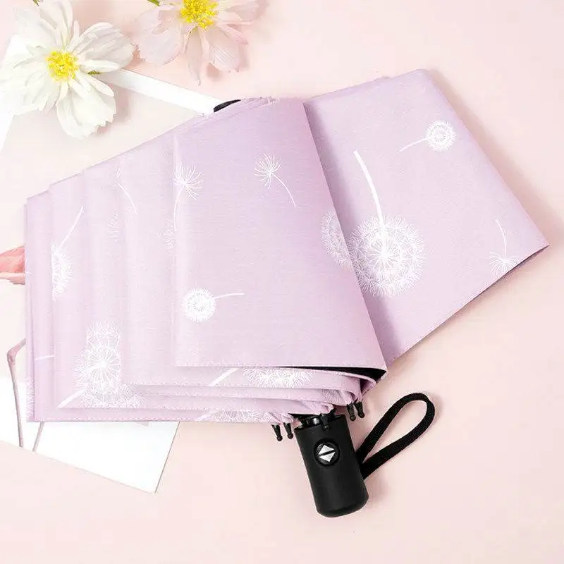 

Automatic Umbrella Women's Sunshade UV Protection Rain And Sun Dual Use Compact Foldable Iron Shaft Plastic Bone Handheld EVA