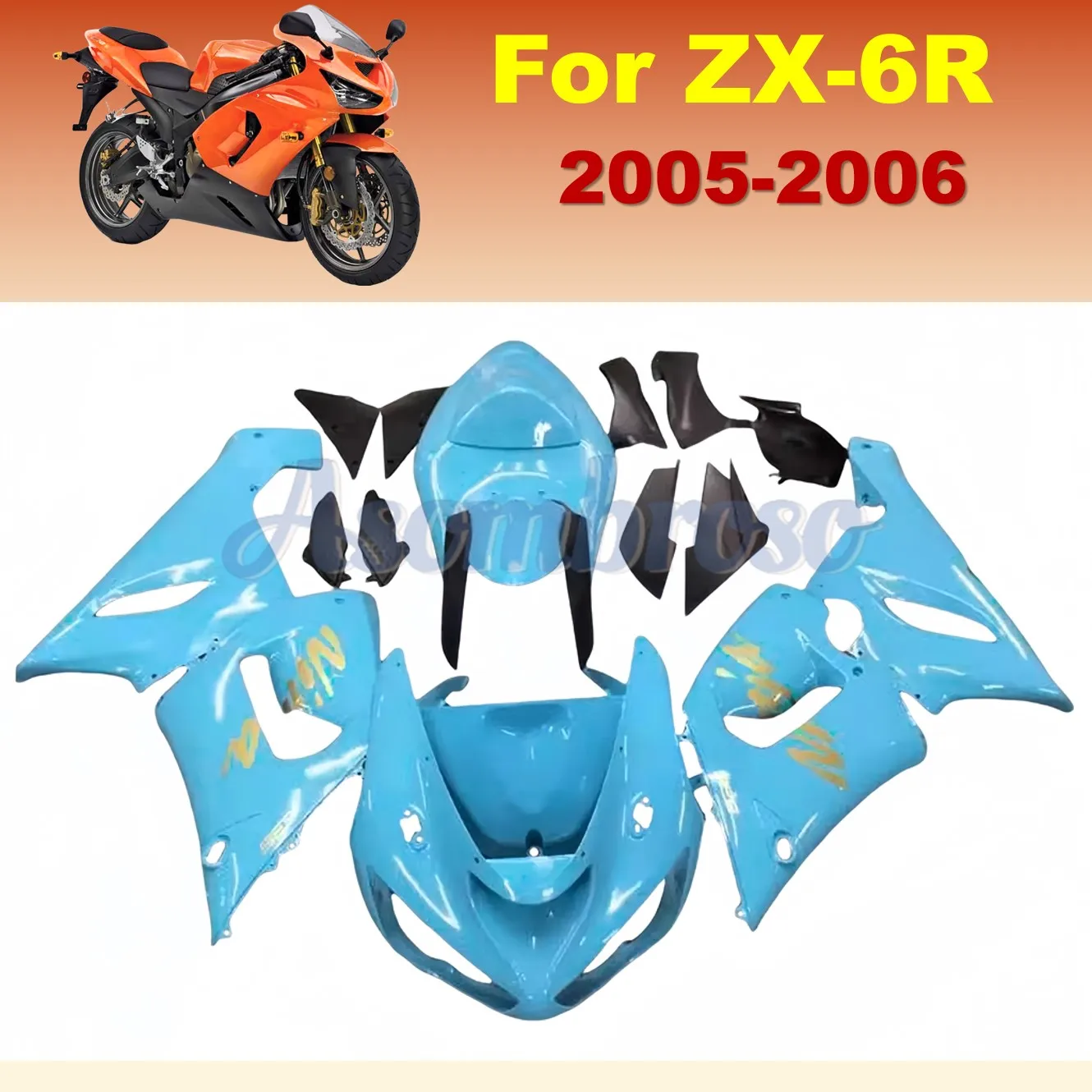 ABS Injection Molding Fairing Kit Fit for Ninja ZX6R 2005 2006 ZX636 ZX-6R ZX 6R 05 06 Motorcycle Blue Fairings Bodywork Set