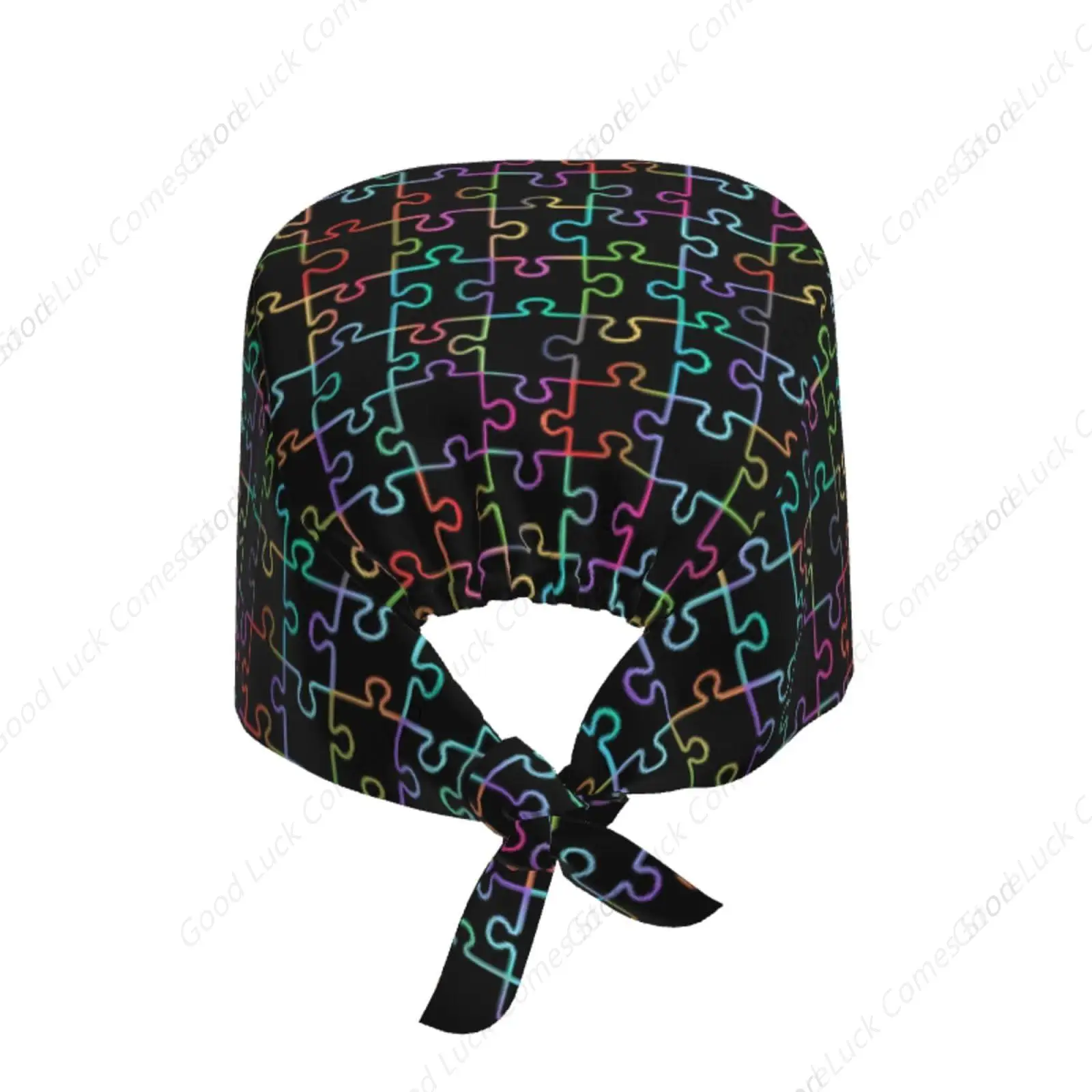 Autism Awareness Brain Working Cap for Women Men, Scrub Cap with Sweatband Adjustable, Unisex Tie Back Hat, Nurse Surgical Caps