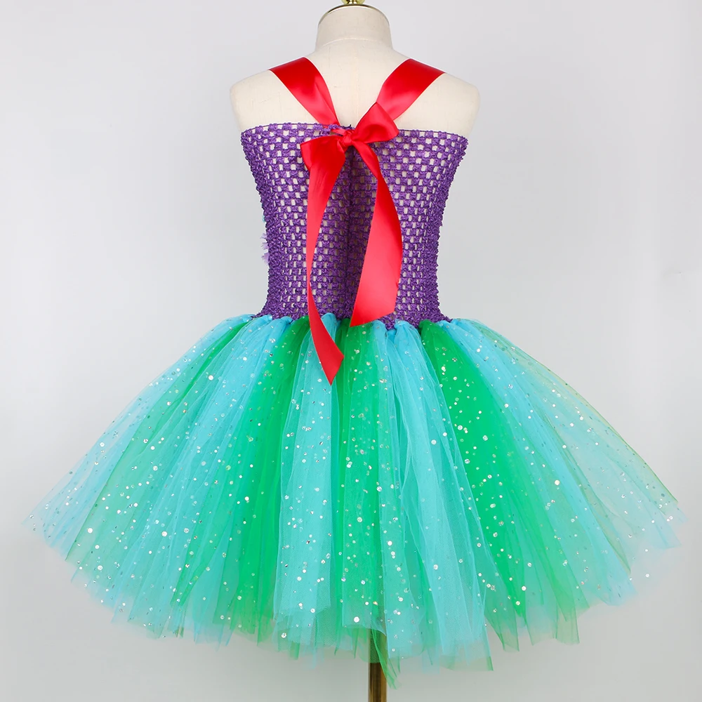 Robe de Princesse Sirène pour Fille, Tenue Tutu de ixd'Anniversaire, Costume d'Halloween, Ensemble de Vêtements de Barrage