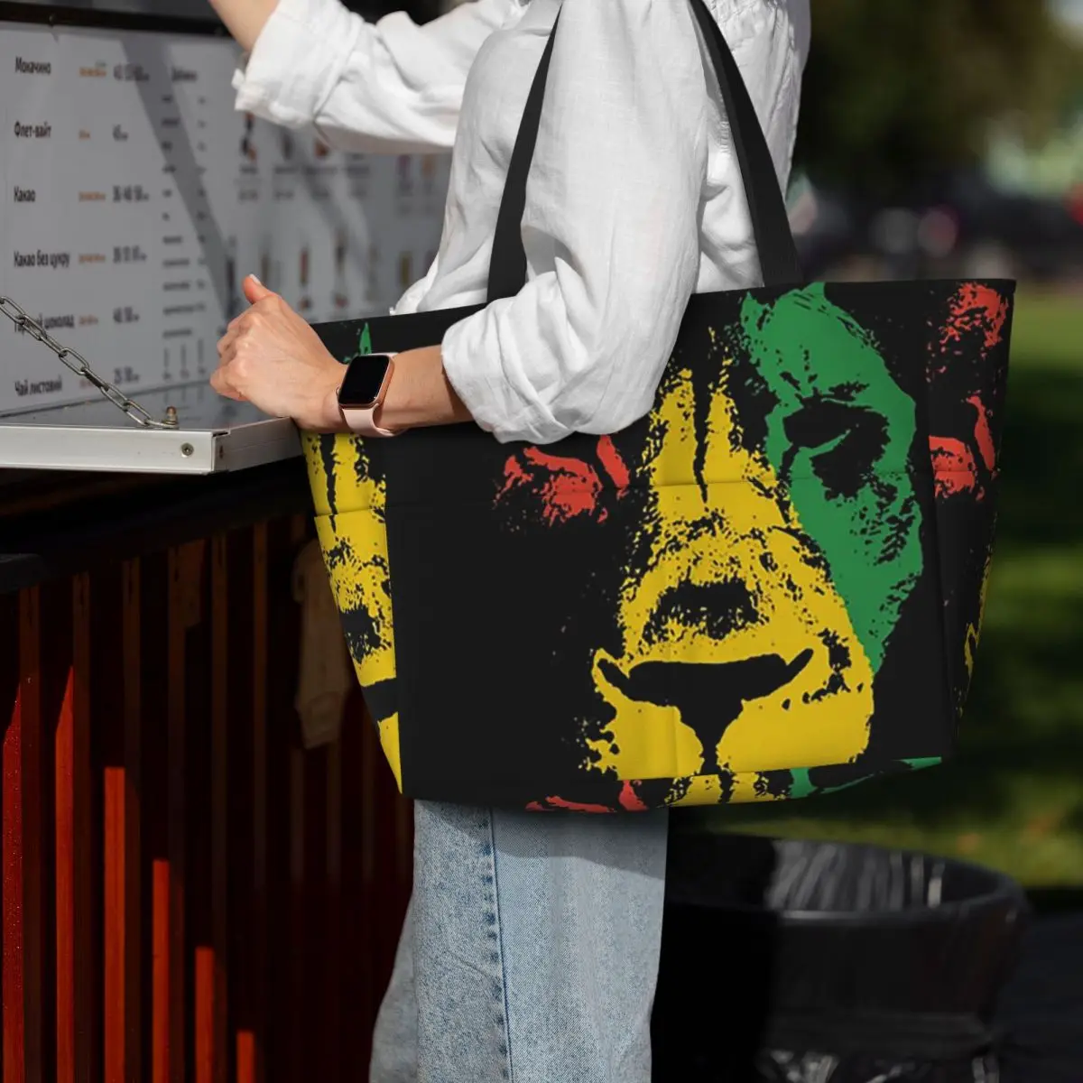 

Rastafarian Flag Lion Beach Tote Bag Sport Gym Yoga Duffle Large Tote Bag Women Travel Bag Fitness bag