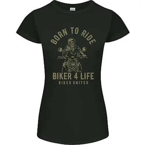 Biker 4 Life Motorbike Motorcycle Skull Womens Petite Cut T-Shirt