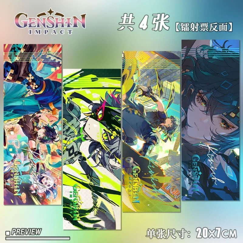 4 unids/pack Anime juego láser billete marcador Rectangular Kinich Turnfire Hunt LOMO postal regalo de cumpleaños