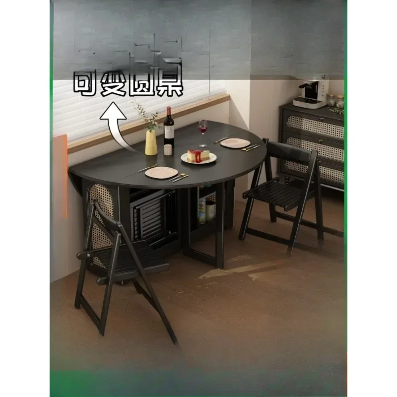 Large apartment foldable dining table variable round
