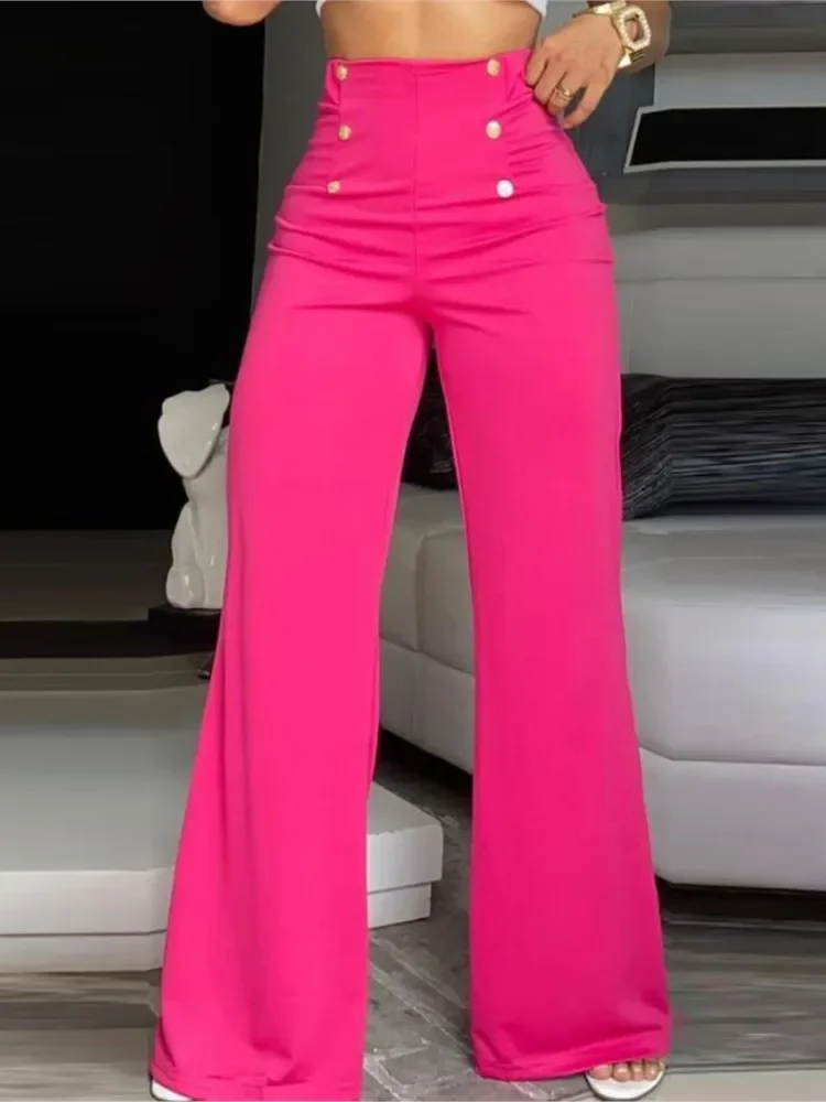 Women's Trousers Elegant White Wide Leg Pant Winter Fashion High Waist Office Ladies Career Long Black Women Pants