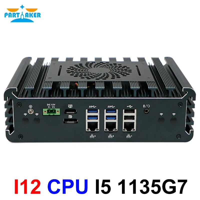 Partaker Fanless Industrial PC 11th Gen i5 1135G7 Wall Mount 3LAN 6COM GPIO Win11 Pro for Medical HMI Edge AI