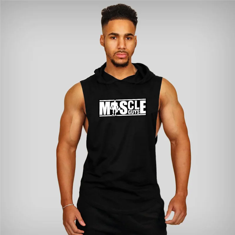 Muscleguys Running Vests Bodybuilding Stringer Hoodies Gym Sleeveless Hoodie Fitness Tank Top Mens Clothing Cotton Hoodies