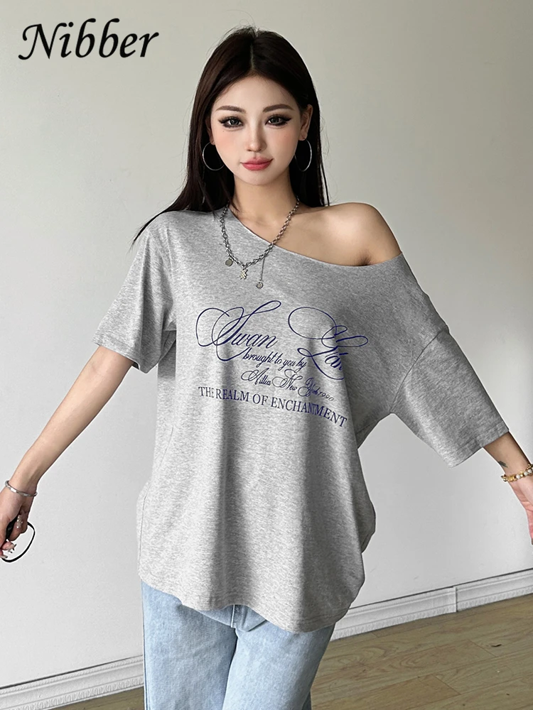 Nibber Casual Relax Woman T-shirt Letter 2024 Women Hot New Versatile Street Atmosphere Style Fashionable Chick Summertime Tops