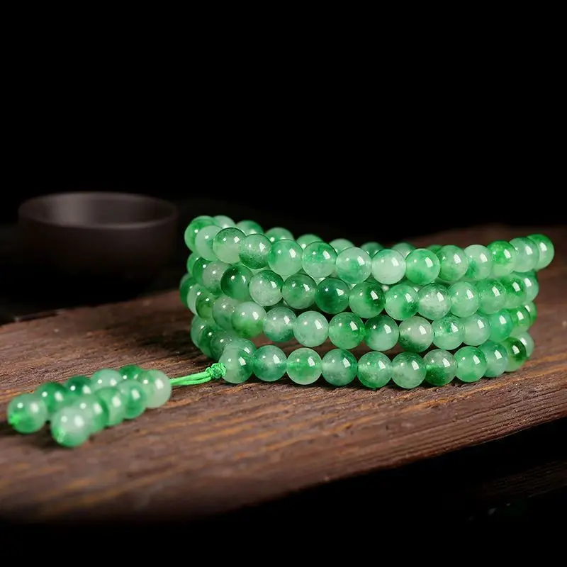 Natural Jadeite Jade Multi-circle Ice Seed Flower Bracelet