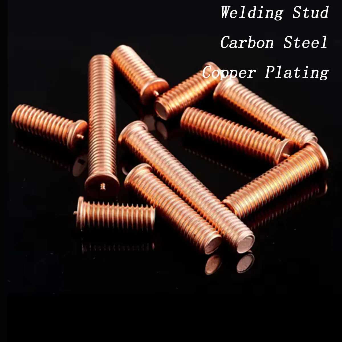 Copper-Plated Weld Screws M3-M10, Electric Stud Weld Bolts & Threaded Welding Studs for Metal Fabrication