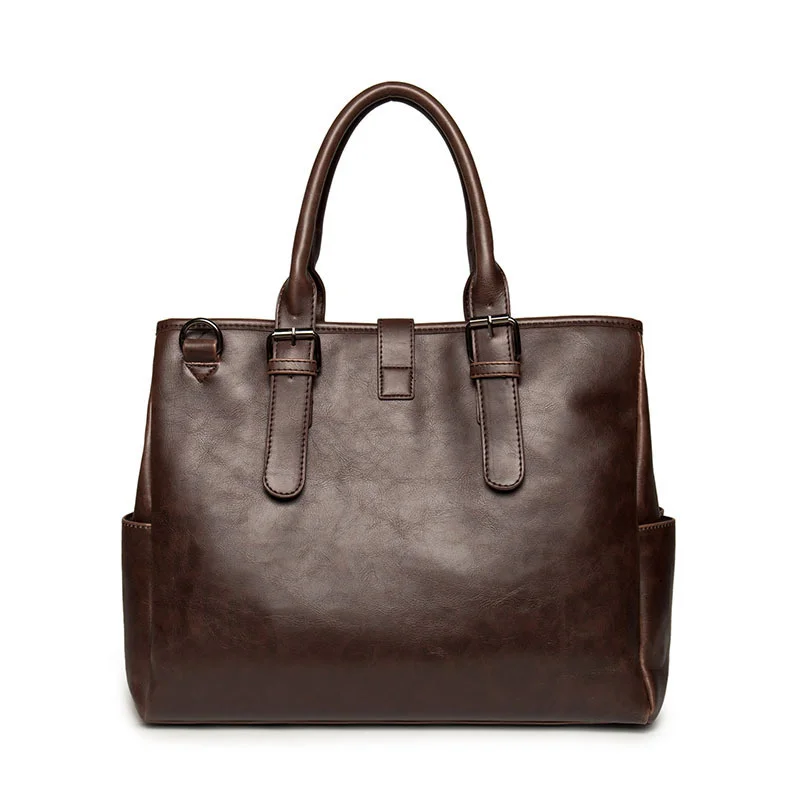 Sacs à main de luxe en cuir PU pour hommes, sac à bombes, sac d'affaires vintage, sac pour ordinateur portable, sac de messager initié au bureau, grande capacité