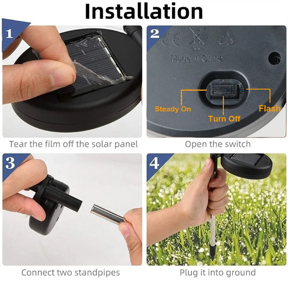 Solarna lampa świetlikówka Atmosfera krajobrazuLED Zewnętrzna wodoodporna dekoracja dziedzińca Lampa kulowa Lampa trawnikowa