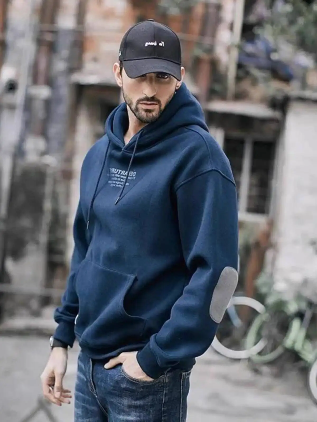 

Men's Hoodies Autumn Winter New Trendy Color Block Hoodie Loose Casual Versatile Long Sleeve Fleece Lined Outerwear Top