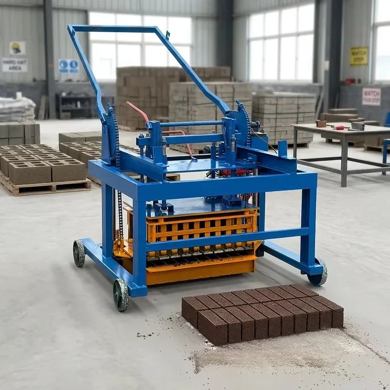 QMY4-45 Mobile Laying Block Making Machine 5.2KW Semi Automatic Hollow Concrete Brick Machine 850KG