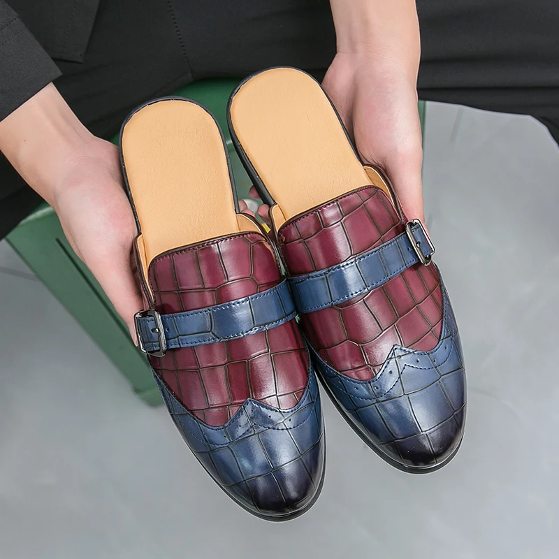 

Men Muller Shoes PU Splicing Comfortable Trendy Casual Men Slippers Sizes 38-46