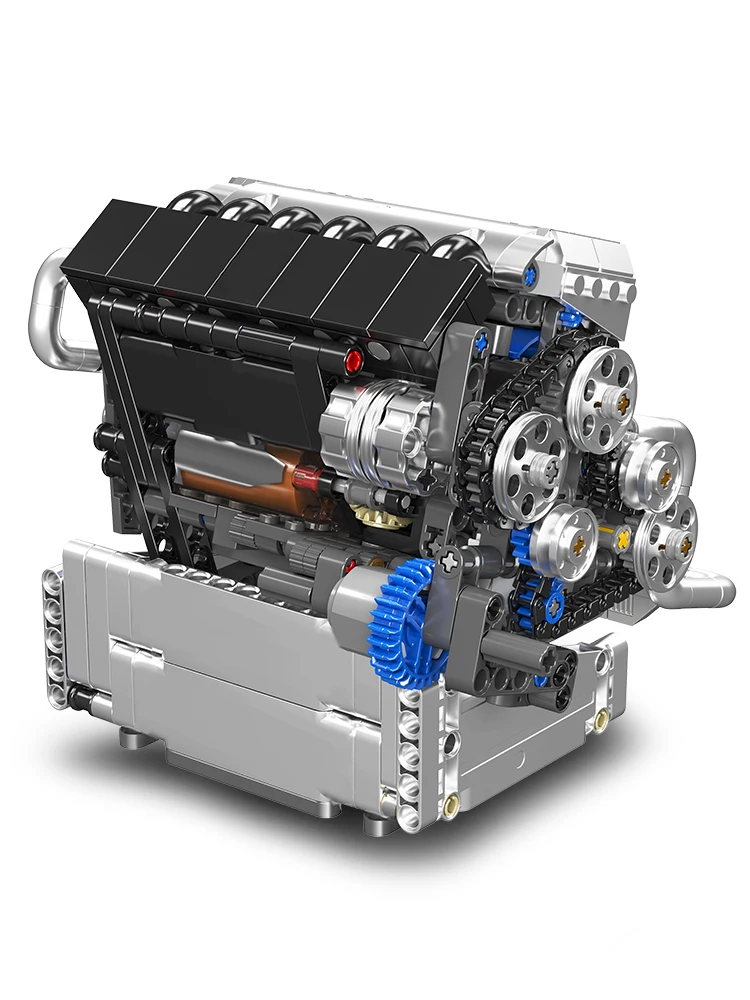 Mould King 10213 Technischer Auto-Motor Bausatz Motorisierter Sportwagen-Motor Bausteine-Set Motor-Bausatz Kinder Weihnachtsgeschenk