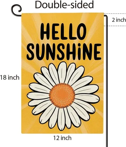 Hello Sunshine Garden Flag Double Sided Daisy Floral Yard Flag, 12x18 Inches XXQ