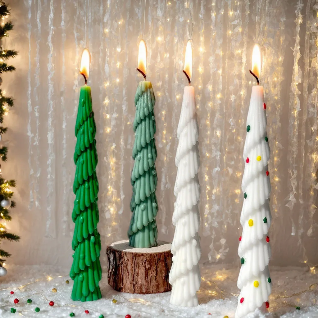

Silicone Mold for Candles Christmas Tree Taper Candle Molds Handmade Making Gypsum Resin Candle DIY Mould Home Decor Gifts