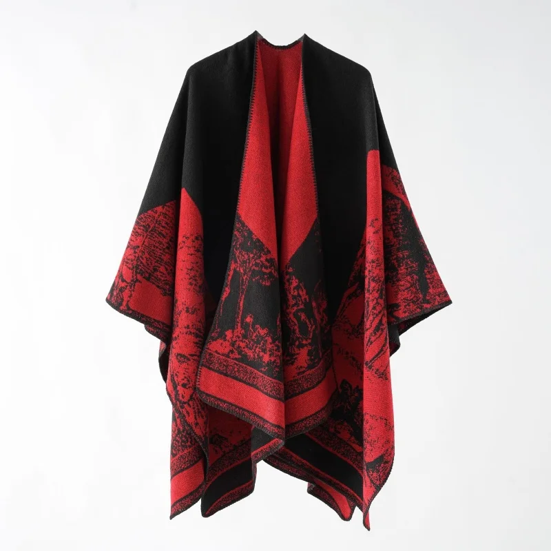 A woman\'s shawl printed with a warm cloak ethnic wind retro autumn and winter