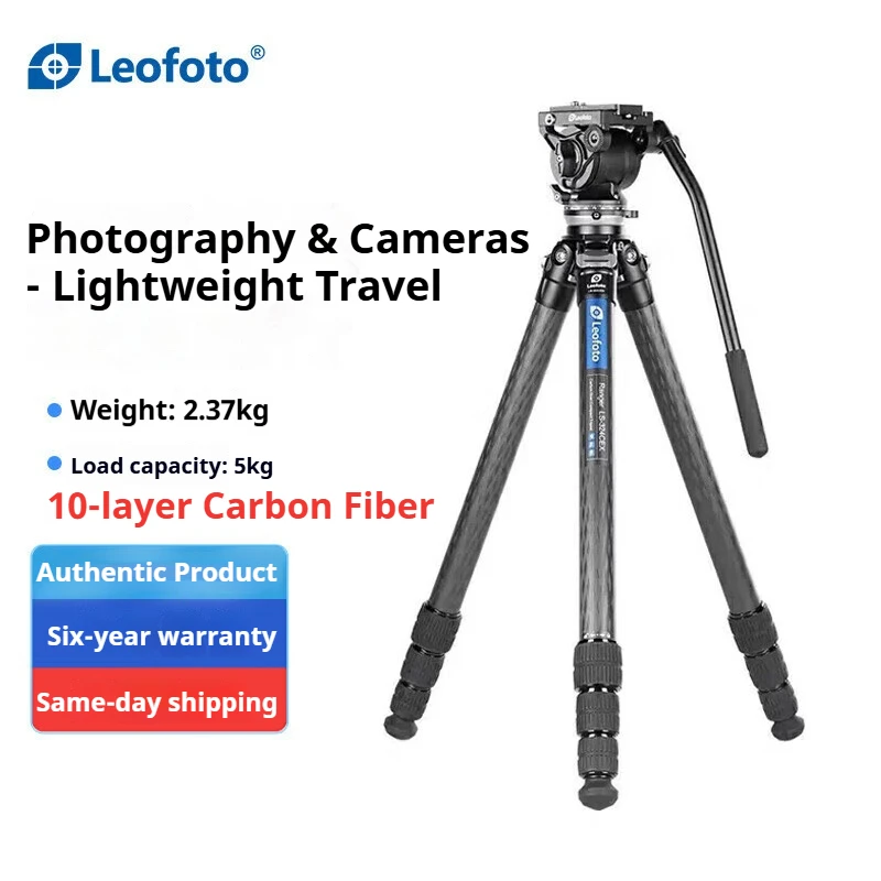 

Leofoto LS-324CEX+BV-10 Tripod Head Kit Quick Leveling Carbon Fiber Tripod for DSLR Cameras