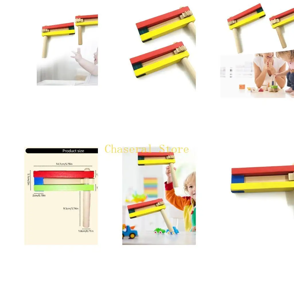 E7ce 2 mảnh đồ chơi Matraca cho trẻ KTV, bữa tiệc sinh nhật, nhạc cụ phòng âm nhạc khuyến khích sự phát triển nghe và chạm