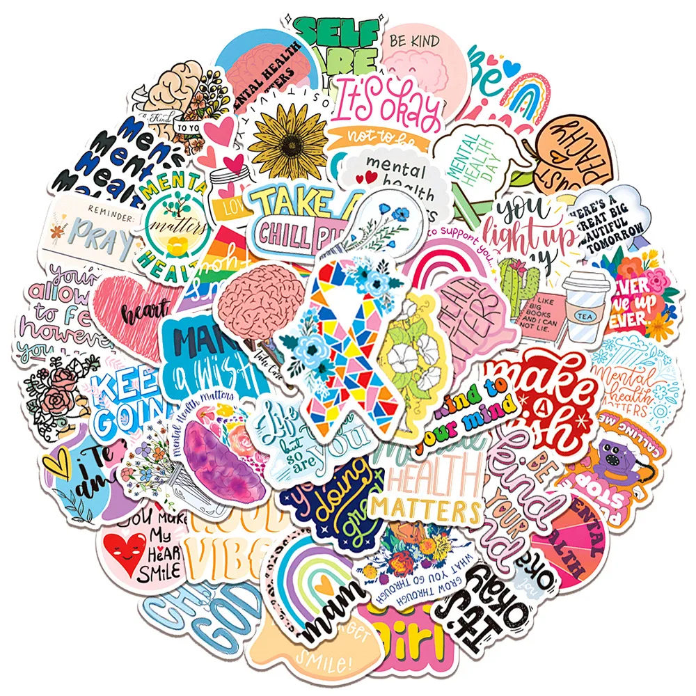 10/30/50PCS Mental Health Graffiti Sticker Inspirational Decals DIY Phone Laptop Luggage Water Bottle Guitar Car Sticker Toy