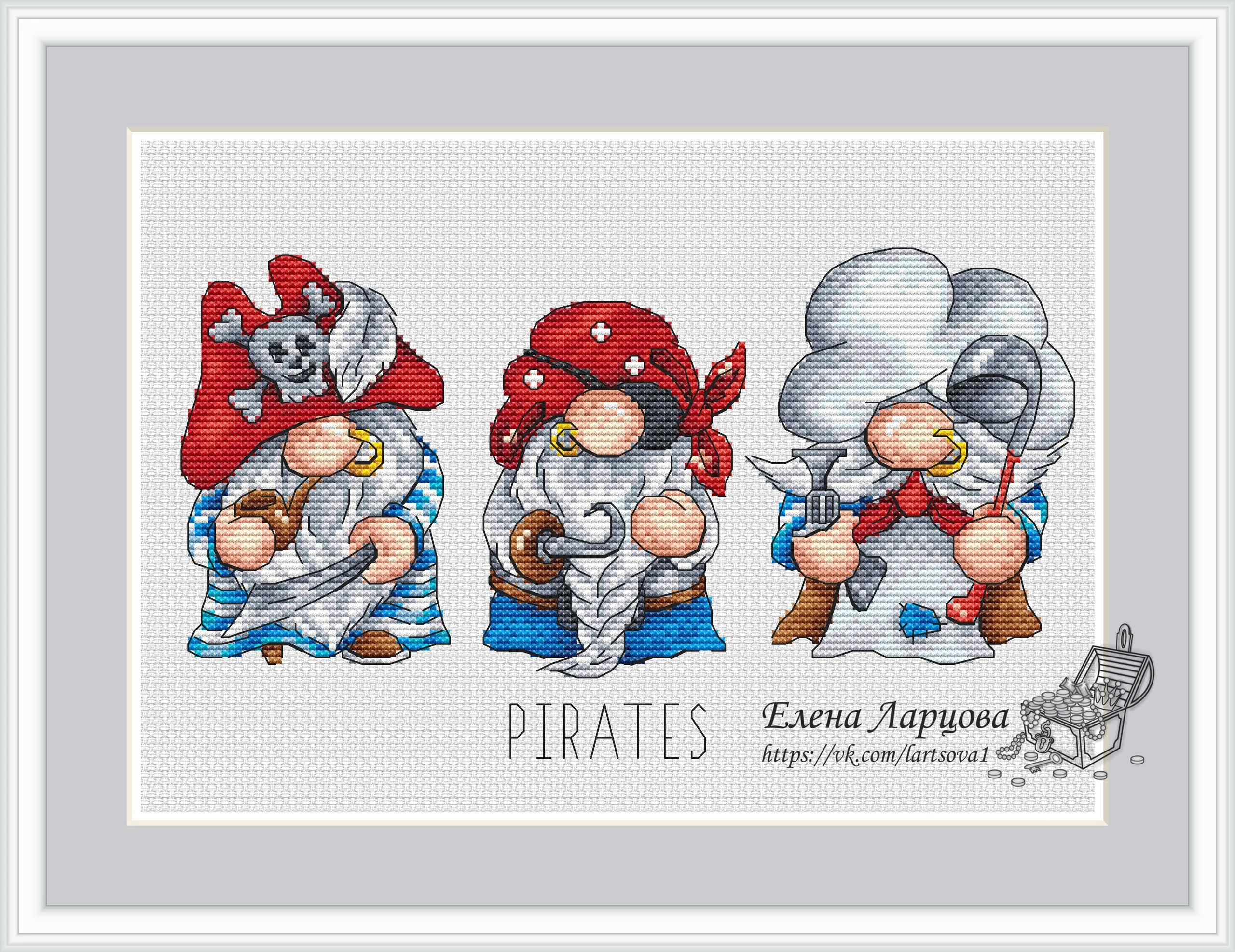 

Pirate Dwarfs 34-24 Cross Stitch Kit Aida Count Unprint Canvas Stitches Embroidery DIY Handmade Needlework