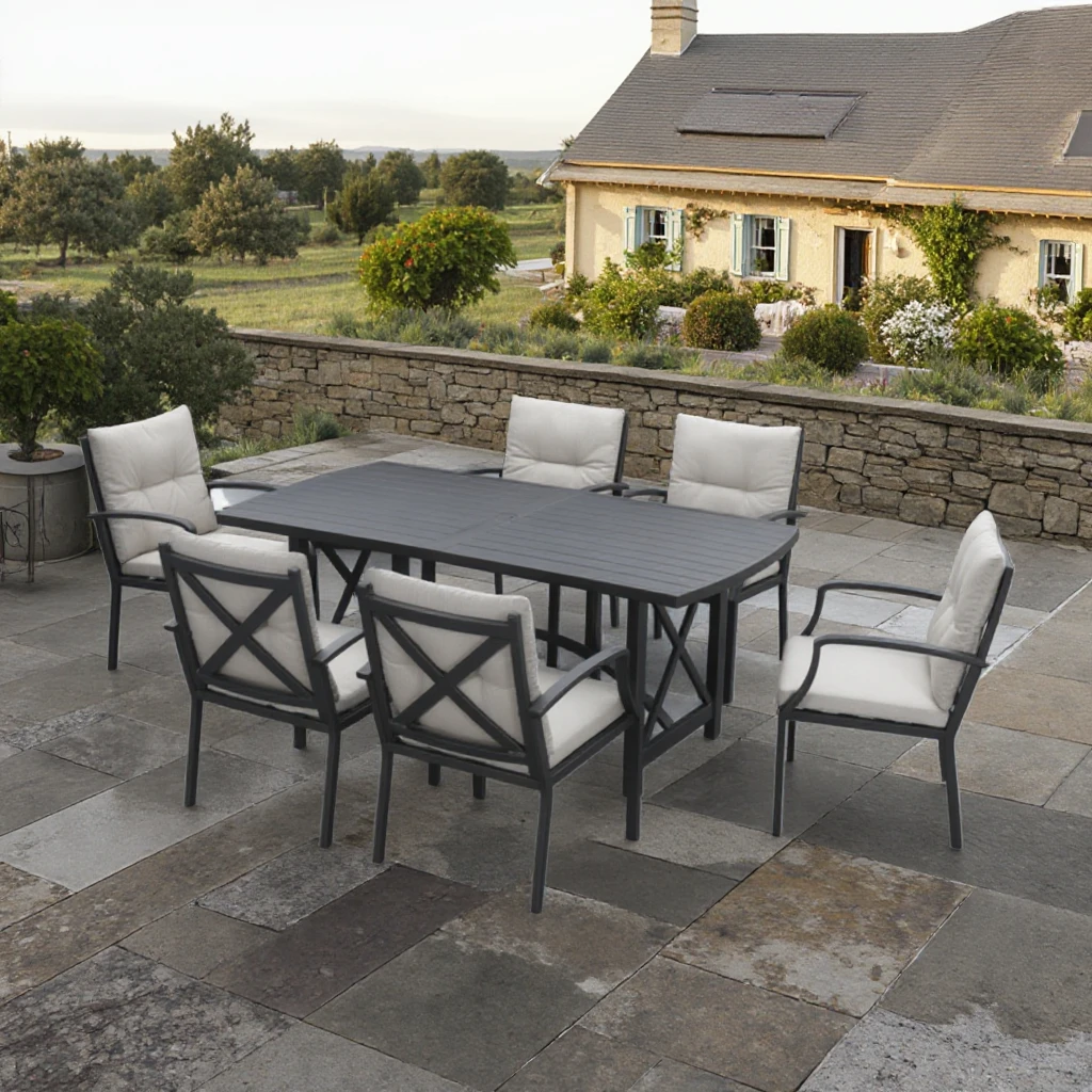 

Lightweight Luxury Aluminum Alloy Patio Dining Set Ergonomic Garden Table Chairs Easy Assembly & Low Maintenance for Events