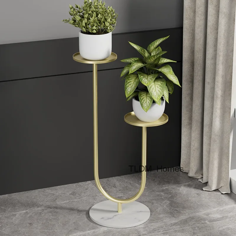 Stand for Flowers Iron Living Room Indoor Balcony Plant Accessories Floor Type Plant Stand 2 Layers Simple Modern Plant Holder