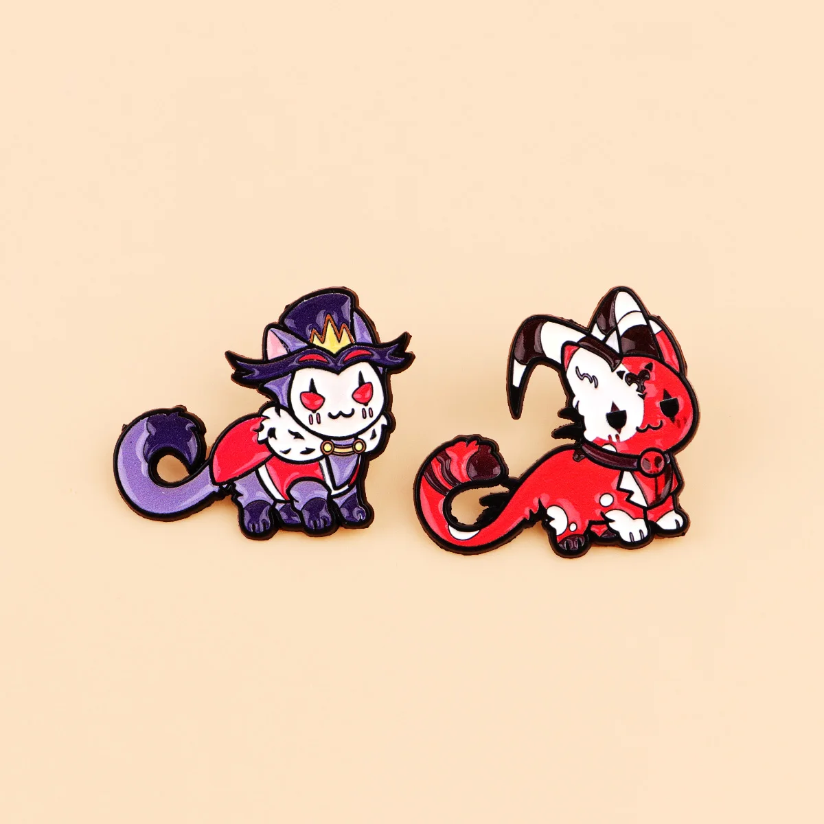 2 Stück Magier Emaille-Anstecknadeln Cartoon-Katzen-Brosche für Mantel Niedliche Broschen-Set Modische Revers-Abzeichen Schmuck Geschenk für Freunde