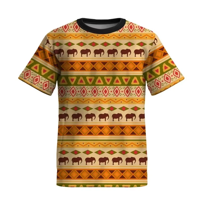 Hot Sale Men's Clothing 3d Printed Men's Indian Nation Style Short Sleeve Men's Loose Casual Oversized Fashion T-Shirt Top image 4
