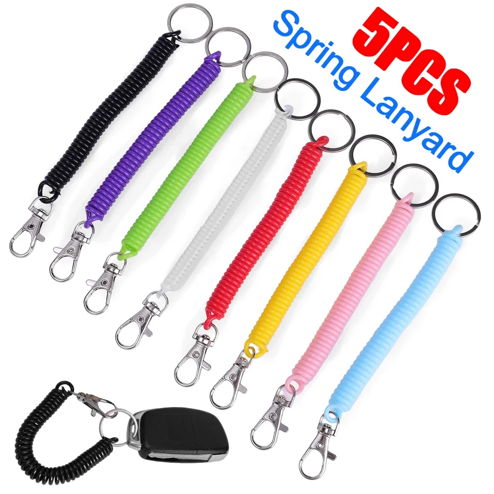 Retractable Spiral Spring Coil Keychain Rope Theftproof Anti Lost Stretch Cord Safety Key Ring Mobile Phone Lanyard