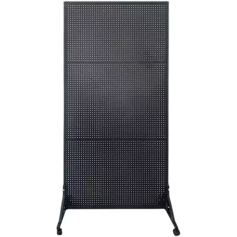 Vertical Floor Brackets Perforated Boards with Wheels Round Hole Shelves Accessories Display Racks Kitchen