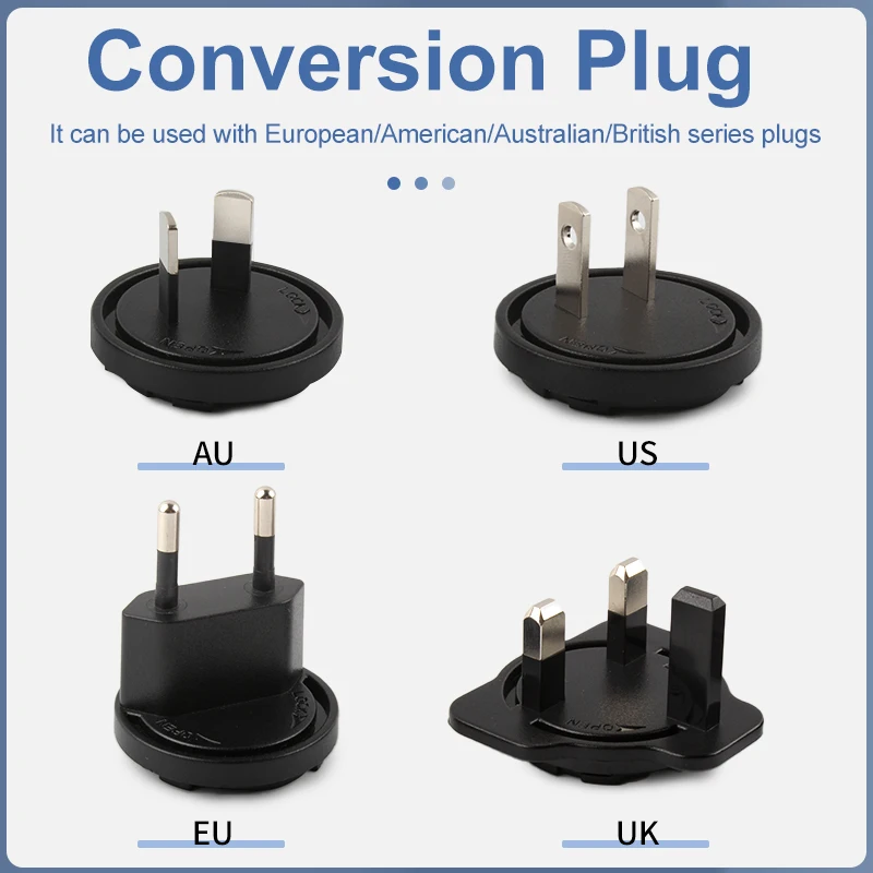 12V2A Power Adapter Multi-function Conversion Head with European, American, British and Australian Pins 24W with lock