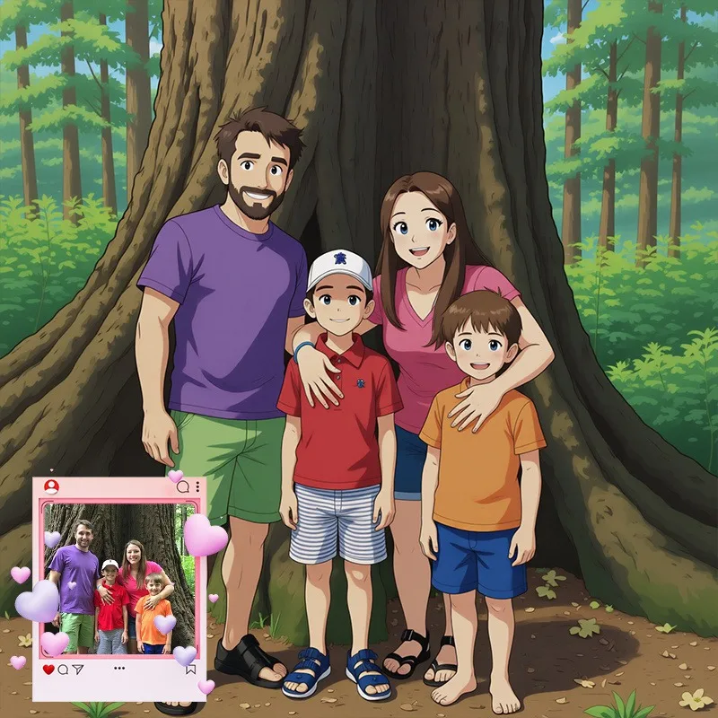 2D Flat , Custom unframed Photo to Personalized Cartoon Character, Upload Your Favorite Family, Personal, and Friend Photos