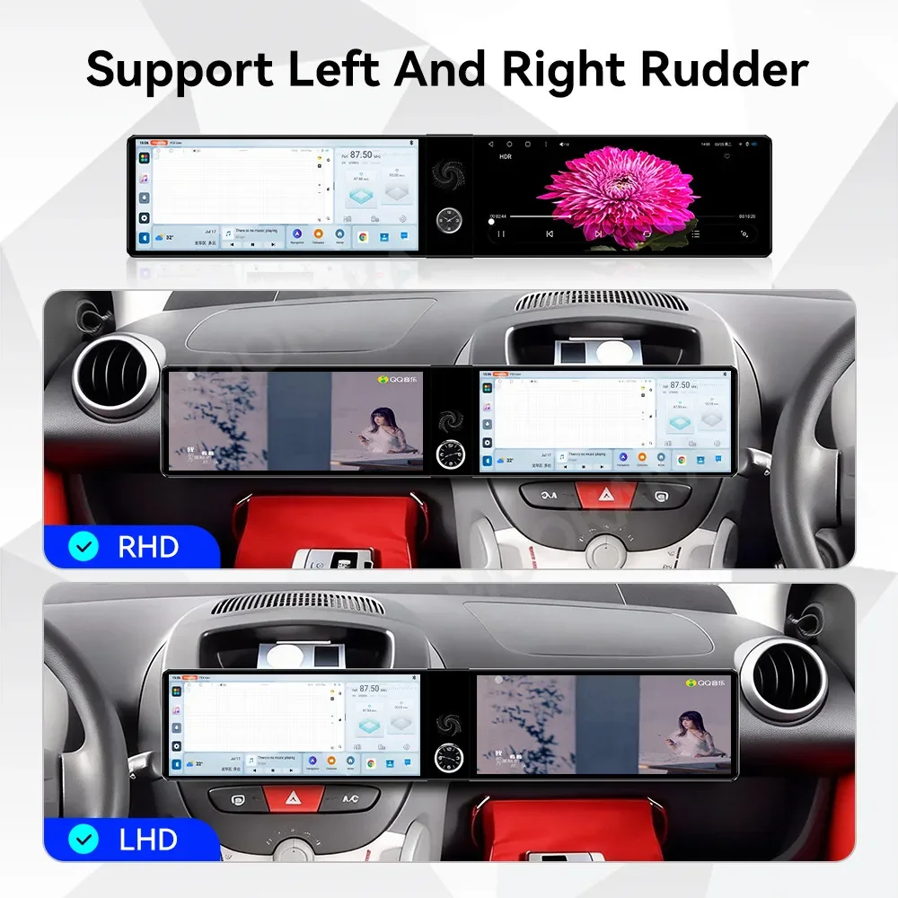 24.6 Inch Dual Screen Android Car Radio for Citroen C1 2005-2014 Wireless CarPlay Android Auto GPS Navigation DSP Multimedia