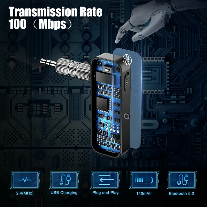 Bluetooth 5.0 Audio Receiver Transmitter Hansfree Call 3.5mm AUX Jack USB Dongle Stereo Music Wireless Adapter For TV PC Car Kit