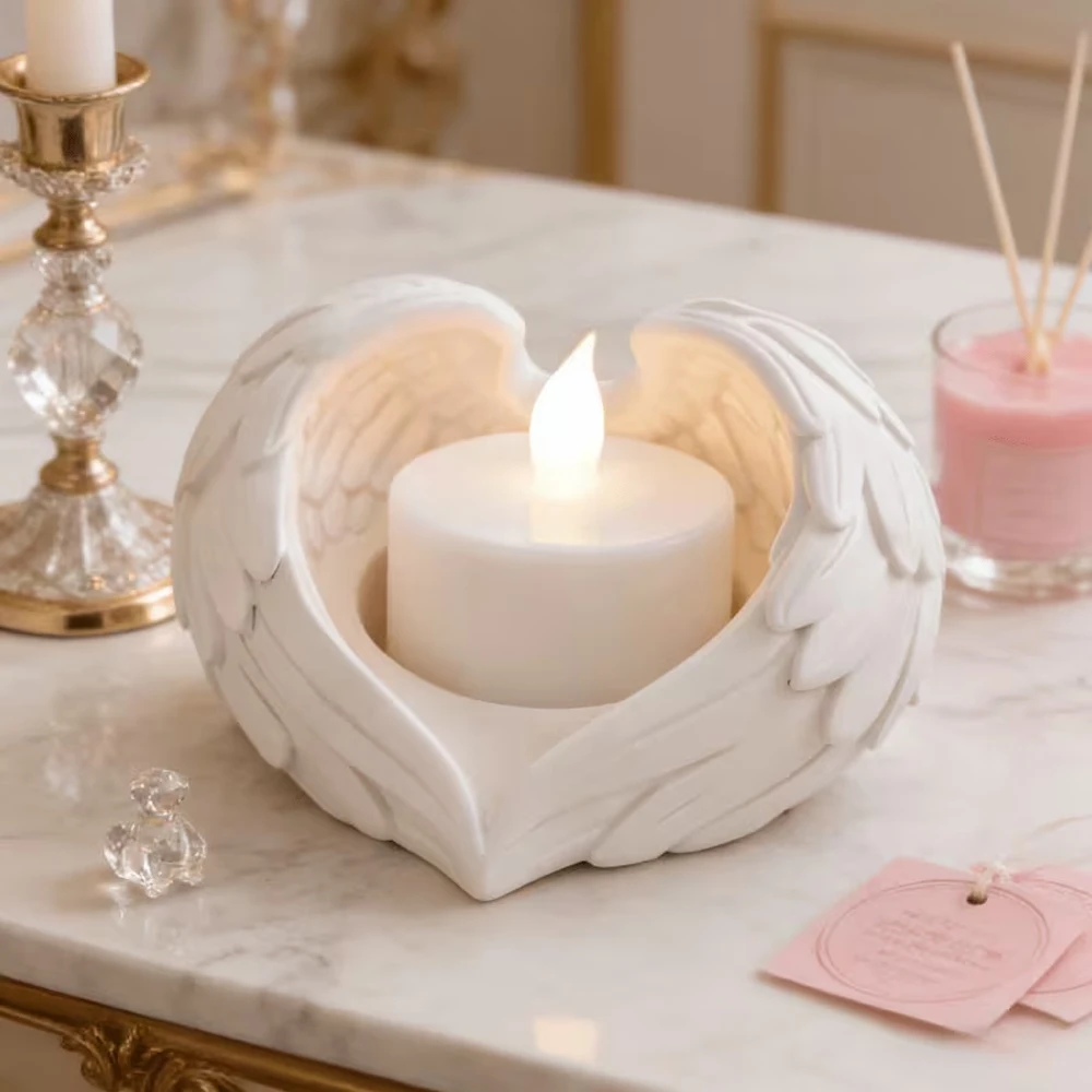 Angel Wing Candle Holder, suitable for tealights or imitation candles, is an ideal choice for home decoration and table display. This uniquely creative candlestick decoration is an excellent gift for those who love home decor